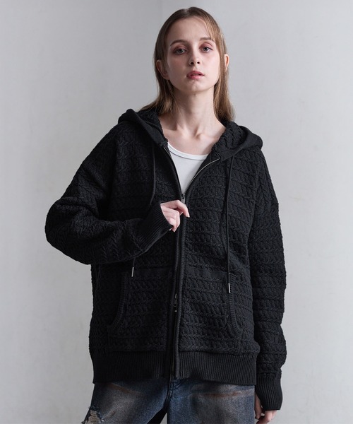 未使用　ZELU ゼル　ニットパーカー　ウール CLEL（クレイル） パーカー 「CLEL」3D Full-Zip Knit Hoodie / 3D