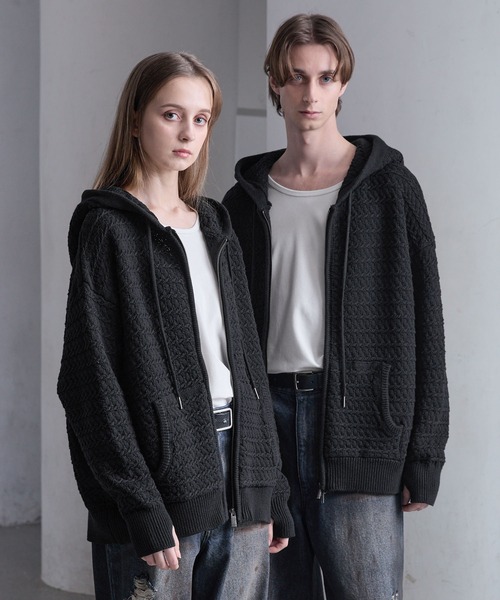 CLEL（クレイル） パーカー 「CLEL」3D Full-Zip Knit Hoodie / 3D