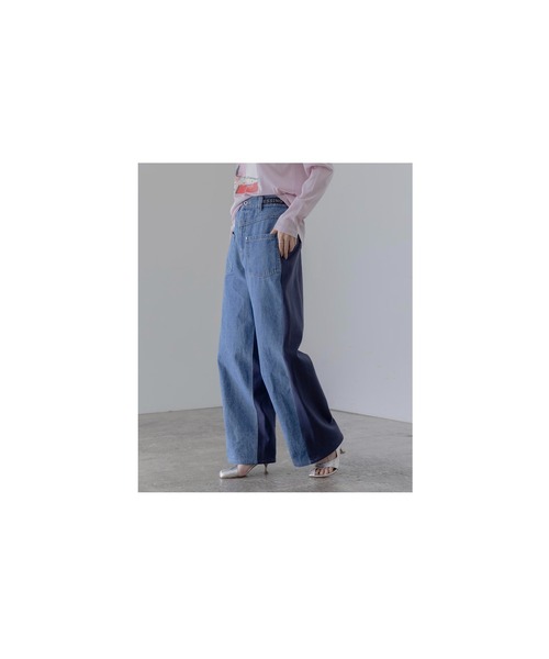 新品　今季　Eimee Law パンツ デニムレイヤード サイドジップパンツ Eimee Law（エイミーロウ） ジーンズ デニム デニムパンツ バック