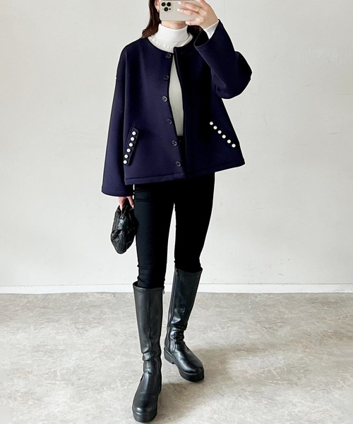 「Emma Taylor」 ノーカラージャケット FREE ブラック レディース_画像3