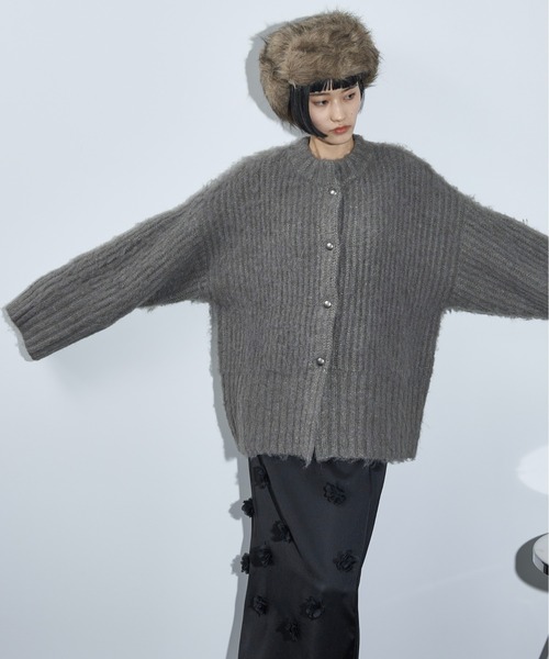 「THE YOn」 ニットカーディガン FREE グレー レディース_画像3