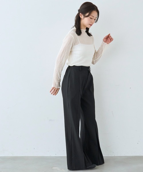mil（ミル） ワイドパンツ スラックス パンツ センタープリーツ フレア