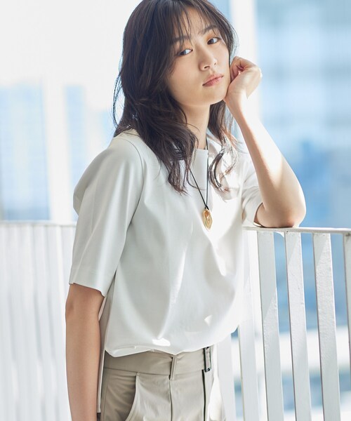 INDIVI（インディヴィ） tシャツ 半袖 「抗菌防臭／消臭」上品光沢