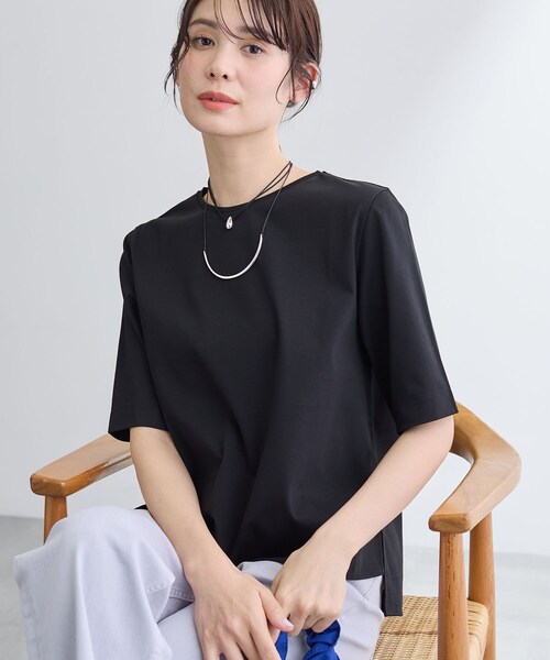INDIVI（インディヴィ） tシャツ 半袖 「抗菌防臭／消臭」上品光沢