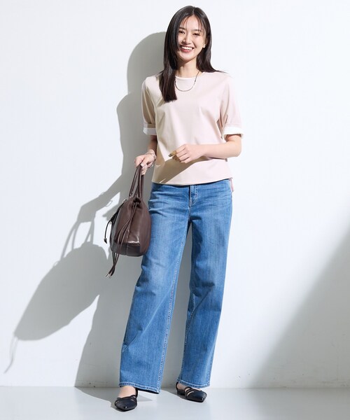 INDIVI（インディヴィ） tシャツ 半袖 「抗菌防臭／消臭」上品光沢