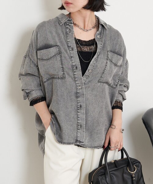 「Jena espace merveilleux」 長袖シャツ FREE サックスブルー レディース_画像7