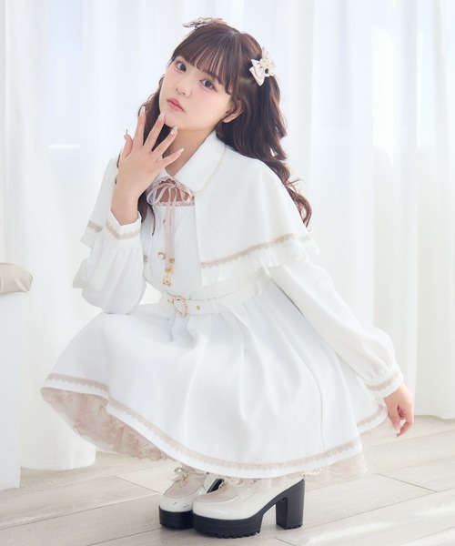 ROJITA 裾レースケープワンピース 白 M ROJITA（ロジータ） ワンピース 裾レースケープワンピース : ZOZOTOWN