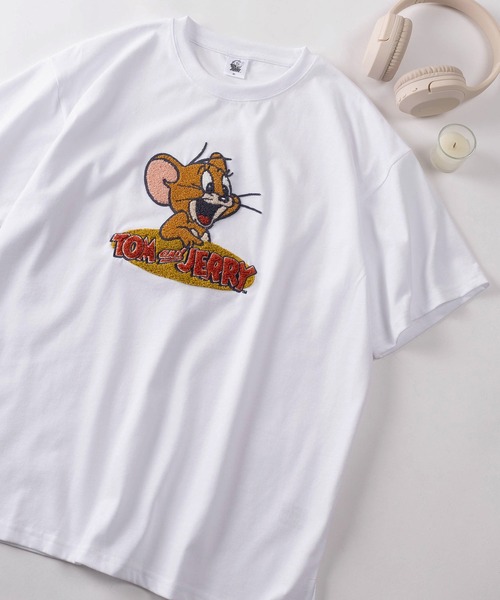 とも tシャツ 「71」「TOM＆JERRY/トムとジェリー」サガラ刺繍 クルーネック