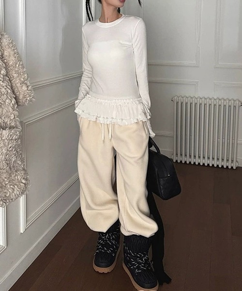 「MEMECLE」 長袖カットソー L グレー レディース_画像2