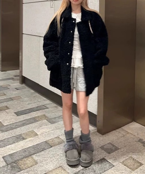 「MEMECLE」 長袖カットソー L グレー レディース_画像6