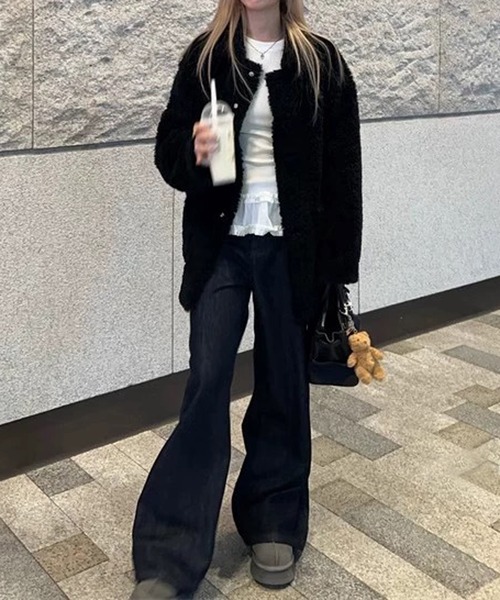 「MEMECLE」 長袖カットソー L グレー レディース_画像8