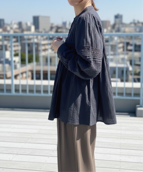 SOTT ブラウス シャツ インドコットン レース切替ブラウス レディース