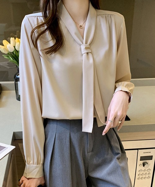 「Miniministore」 長袖ブラウス M ライトベージュ レディース_画像5