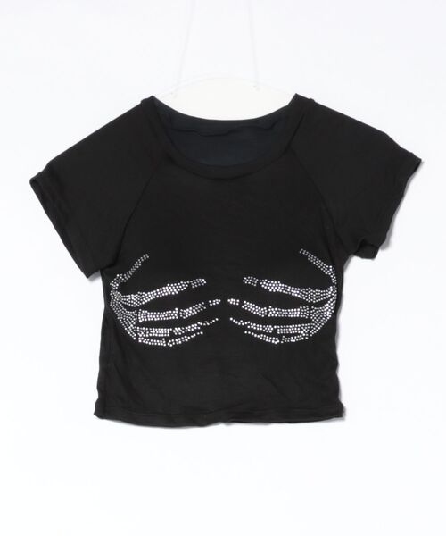 ViViDAY tシャツ 半袖 手柄 ラインストーンショートtシャツ レディース