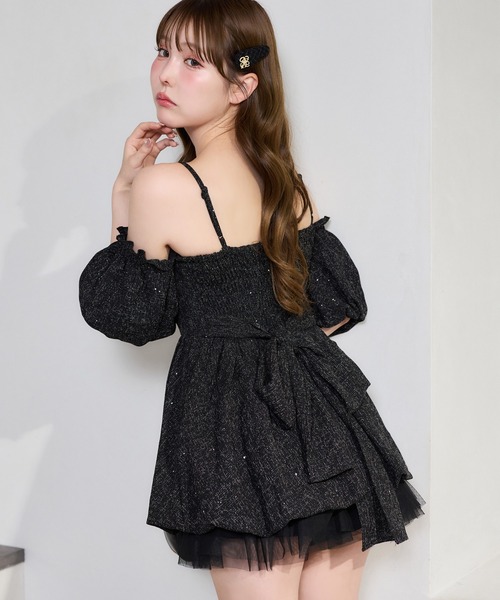 one after another NICE CLAUP ワンピース 半袖 「Black Ribbon