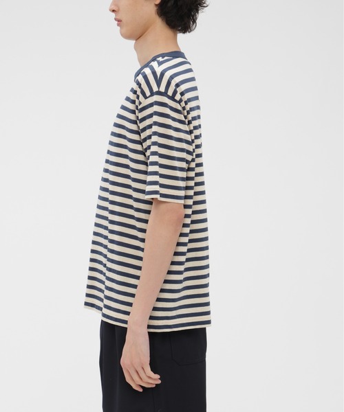 MHL.（エムエイチエル） tシャツ COTTON LINEN STRIPE JERSEY メンズ