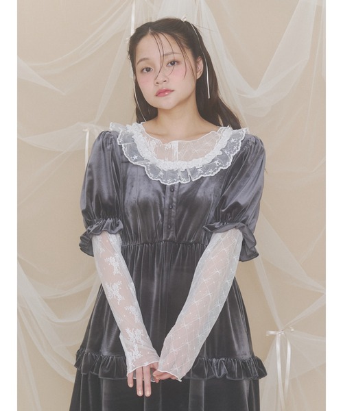 メリージェニー ハート刺繍レースブラウス merry jenny（メリージェニー） ブラウス シャツ おはなスカラップ