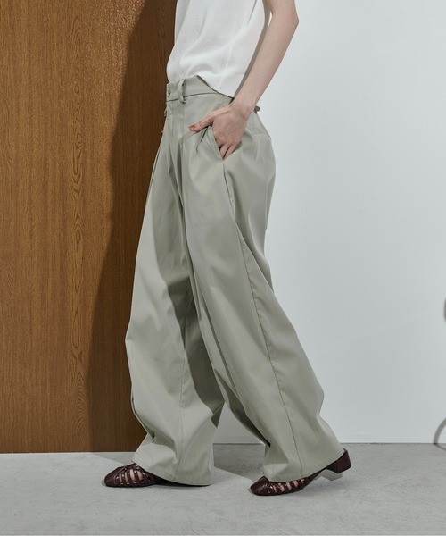 ワイドパンツ カーゴパンツ ボックスタックツイルワイドパンツ レディースの画像