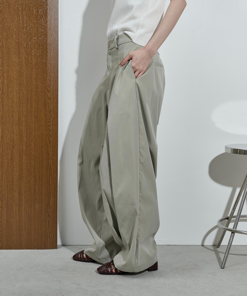 ワイドパンツ カーゴパンツ ボックスタックツイルワイドパンツ レディースの画像