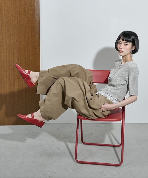 ワイドパンツ カーゴパンツ ボックスタックツイルワイドパンツ レディースの画像