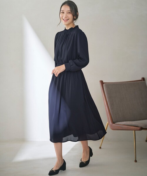 「ANY SIS」 長袖ワンピース 3 ネイビー レディース_画像4
