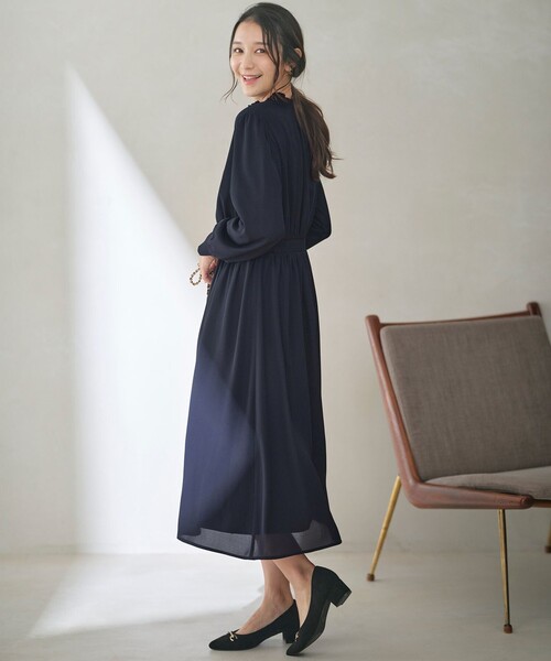 「ANY SIS」 長袖ワンピース 3 ネイビー レディース_画像5