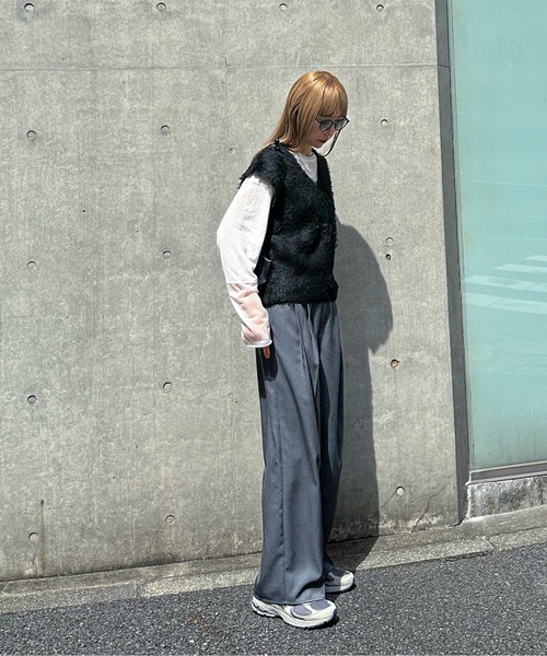 「feepur」 ニットベスト MEDIUM グレー レディース_画像3