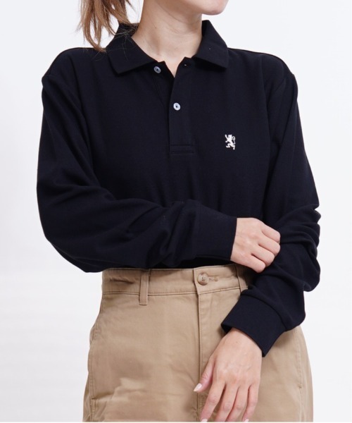 GIORDANO（ジョルダーノ） 長袖ポロシャツ LARGE ブラック メンズ