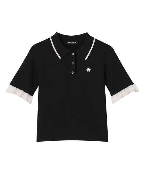MARY QUANT 黒 ポロシャツ 半袖 MARY QUANT（マリークヮント） ポロシャツ ポロ マリークワント フリル