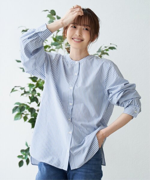 「ikka」 長袖ブラウス L ブルー レディース_画像2