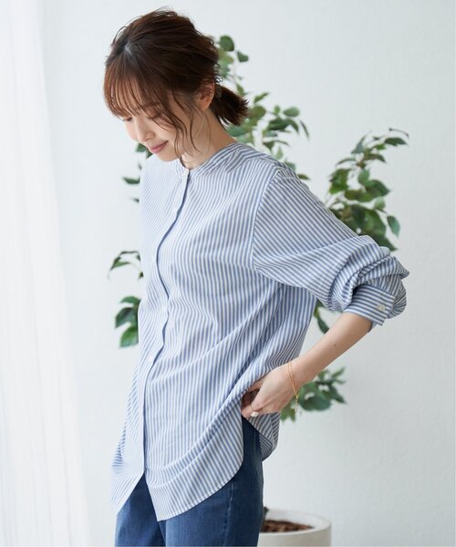 「ikka」 長袖ブラウス L ブルー レディース_画像3