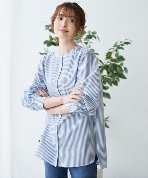 「ikka」 長袖ブラウス L ブルー レディース_画像4