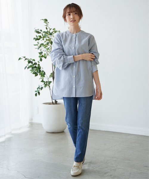 「ikka」 長袖ブラウス L ブルー レディース_画像5