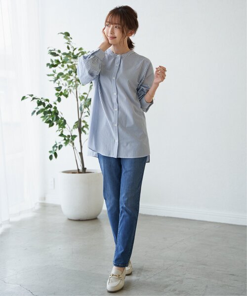 「ikka」 長袖ブラウス L ブルー レディース_画像6