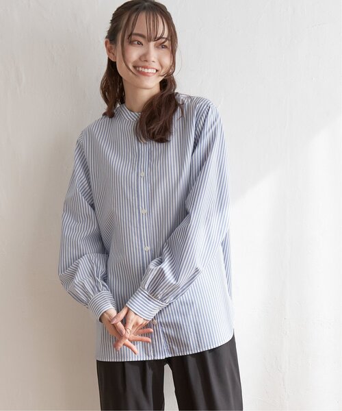 「ikka」 長袖ブラウス L ブルー レディース_画像8