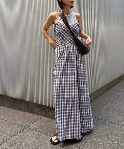 ドレス CHECK PATTERN CORSET DOCKING DRESS