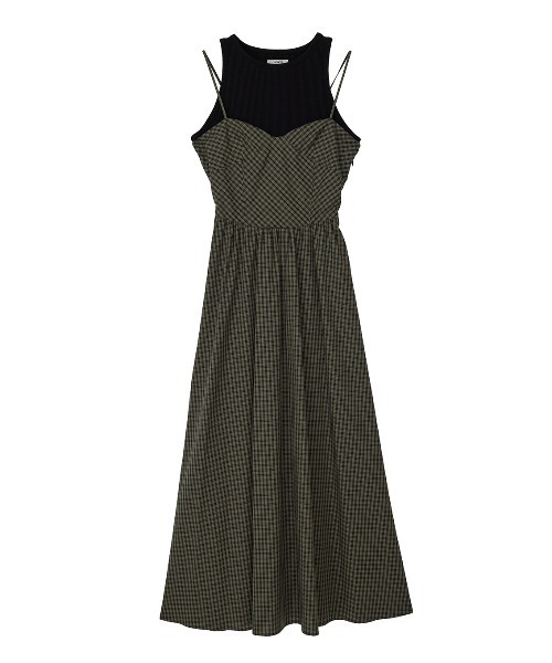 ドレス CHECK PATTERN CORSET DOCKING DRESS