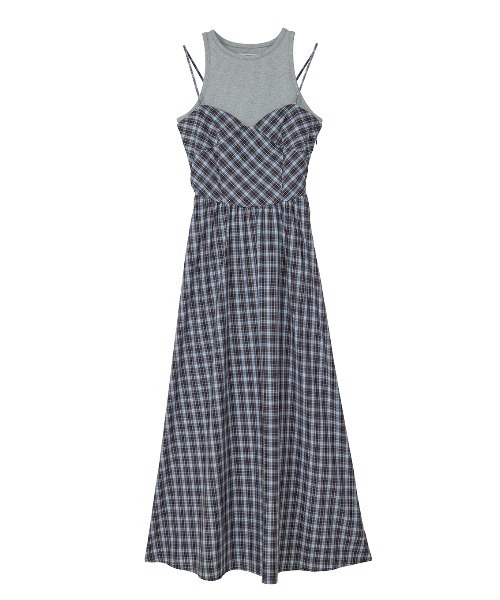 ドレス CHECK PATTERN CORSET DOCKING DRESS