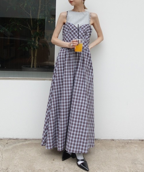 ドレス CHECK PATTERN CORSET DOCKING DRESS