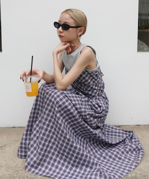 ドレス CHECK PATTERN CORSET DOCKING DRESS