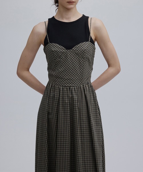 ドレス CHECK PATTERN CORSET DOCKING DRESS