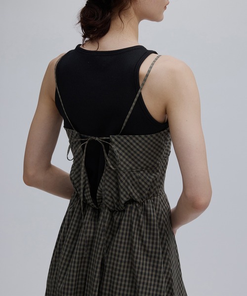 ドレス CHECK PATTERN CORSET DOCKING DRESS