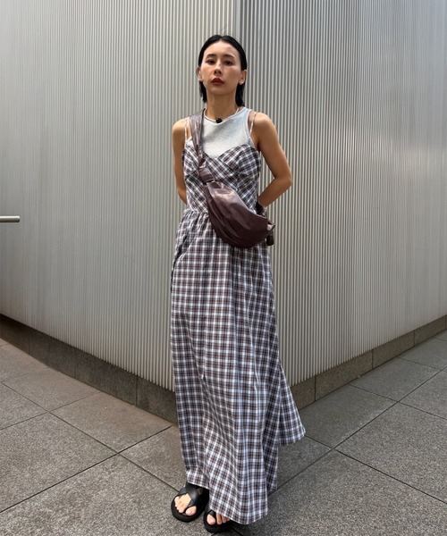 ドレス CHECK PATTERN CORSET DOCKING DRESS