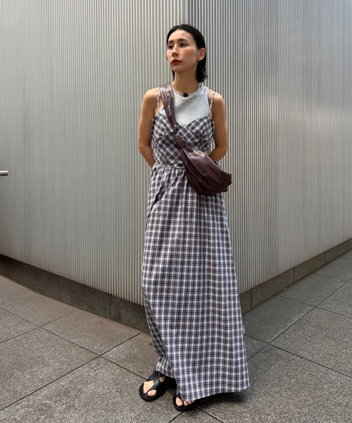 ドレス CHECK PATTERN CORSET DOCKING DRESS
