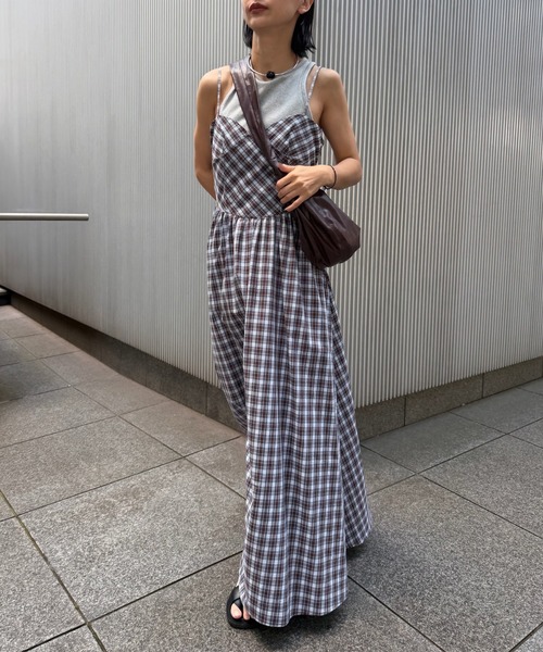 ドレス CHECK PATTERN CORSET DOCKING DRESS