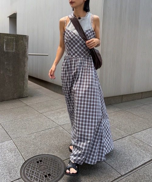 ドレス CHECK PATTERN CORSET DOCKING DRESS