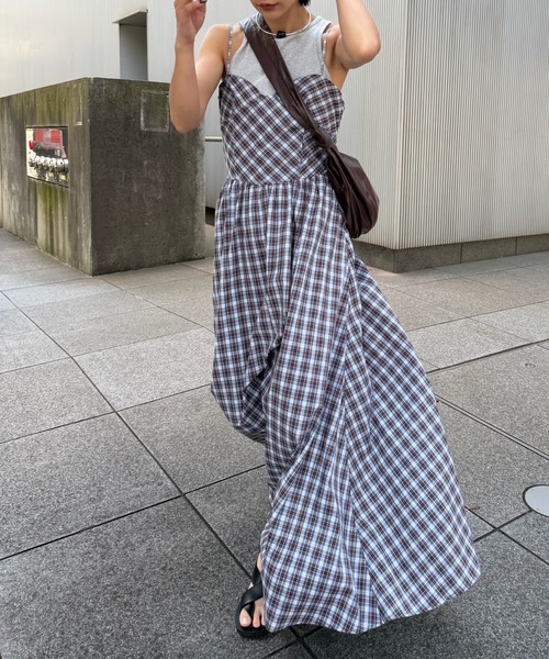 ドレス CHECK PATTERN CORSET DOCKING DRESS