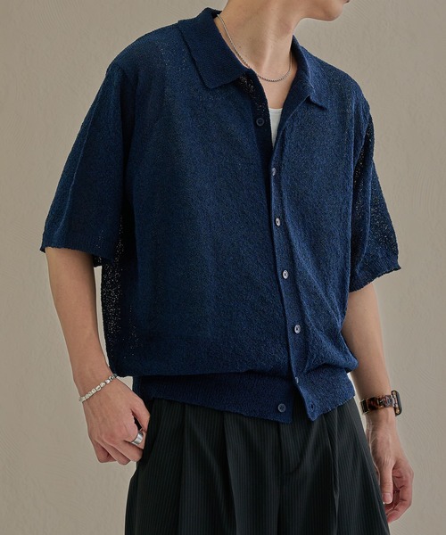「epnok」 ニットカーディガン MEDIUM ネイビー メンズ_画像5