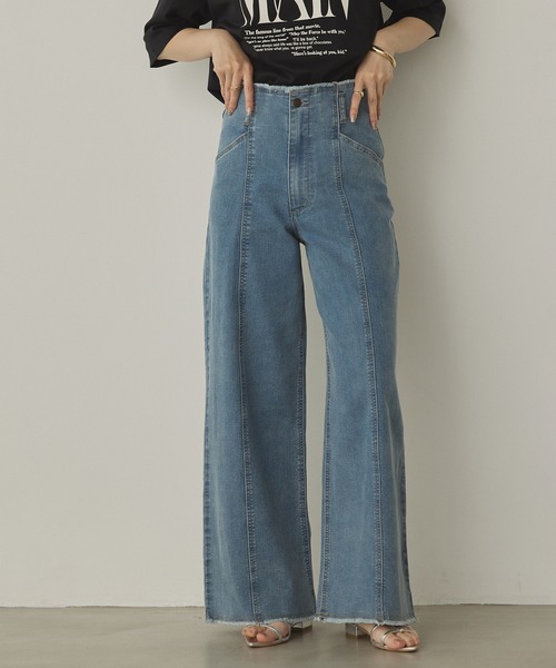 「hunch」 デニムパンツ FREE ワンウォッシュ レディース_画像4
