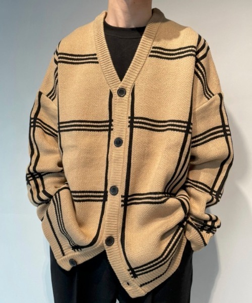 WESTBOY（ウエストボーイ） カーディガン Check Drop Shoulder 
